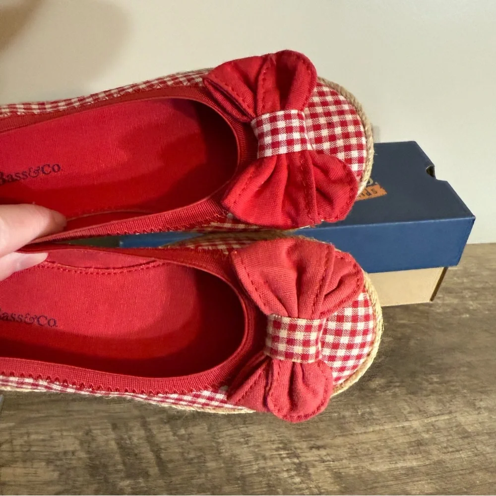 READ Bass Jordyn Flats Red Gingham Print Bow Shoes Kids Size 12